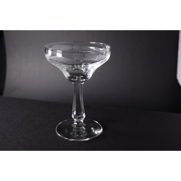 Edwardian pressed glass champagne glasses set of 6, art deco tall sherbet - Picture 7 of 10